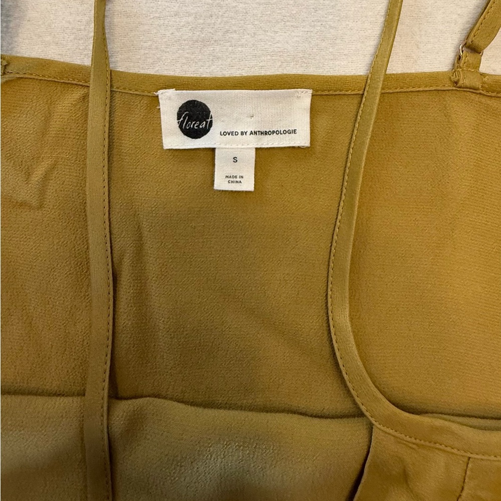 Floreat For ANTHROPOLOGIE Mustard Yellow Satin Cami - Picture 3 of 3